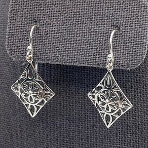 925 Marsala Sterling Silver Earrings Drops Dangles 2g Thailand Geometric